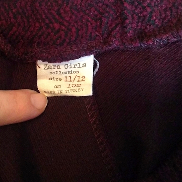 Zara Girls Tiered Skirt in Burgundy Herringbone Pattern size 11-12 - Picture 3 of 6